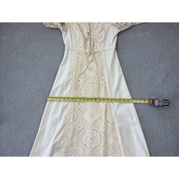 Vintage Gunne Sax Dress Size 7 Crochet Lace Corset Prairie Cottagecore Wedding - Picture 12 of 16